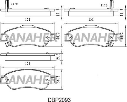 Danaher DBP2093 - Kit pastiglie freno, Freno a disco autozon.pro