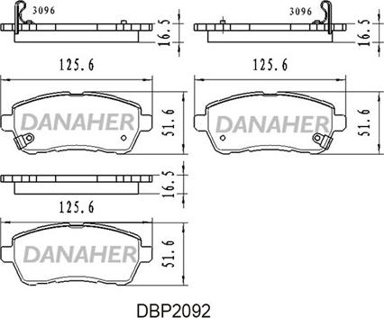 Danaher DBP2092 - Kit pastiglie freno, Freno a disco autozon.pro