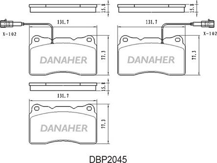 Danaher DBP2045 - Kit pastiglie freno, Freno a disco autozon.pro