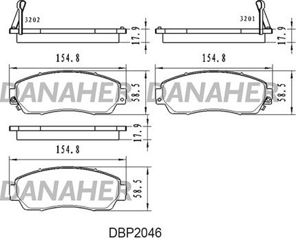 Danaher DBP2046 - Kit pastiglie freno, Freno a disco autozon.pro