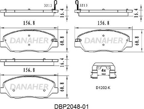 Danaher DBP2048-01 - Kit pastiglie freno, Freno a disco autozon.pro