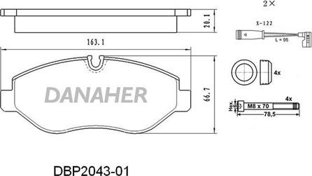 Danaher DBP2043-01 - Kit pastiglie freno, Freno a disco autozon.pro