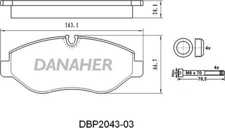 Danaher DBP2043-03 - Kit pastiglie freno, Freno a disco autozon.pro