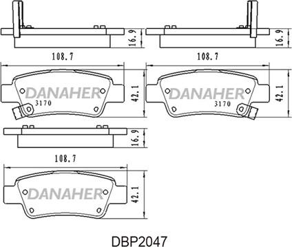 Danaher DBP2047 - Kit pastiglie freno, Freno a disco autozon.pro