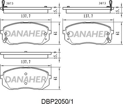 Danaher DBP2050/1 - Kit pastiglie freno, Freno a disco autozon.pro