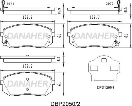 Danaher DBP2050/2 - Kit pastiglie freno, Freno a disco autozon.pro