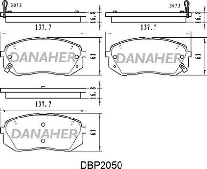 Danaher DBP2050 - Kit pastiglie freno, Freno a disco autozon.pro