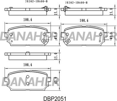 Danaher DBP2051 - Kit pastiglie freno, Freno a disco autozon.pro