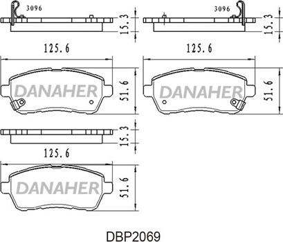 Danaher DBP2069 - Kit pastiglie freno, Freno a disco autozon.pro