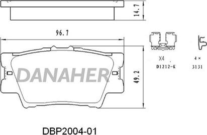 Danaher DBP2004-01 - Kit pastiglie freno, Freno a disco autozon.pro