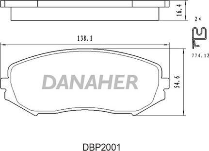 Danaher DBP2001 - Kit pastiglie freno, Freno a disco autozon.pro