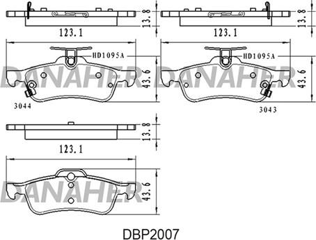 Danaher DBP2007 - Kit pastiglie freno, Freno a disco autozon.pro