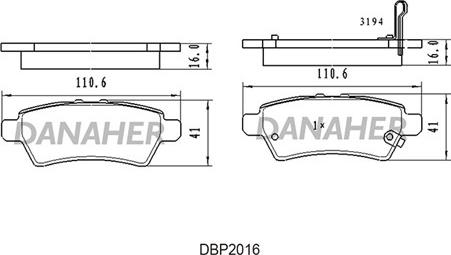 Danaher DBP2016 - Kit pastiglie freno, Freno a disco autozon.pro