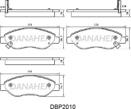 Danaher DBP2010 - Kit pastiglie freno, Freno a disco autozon.pro