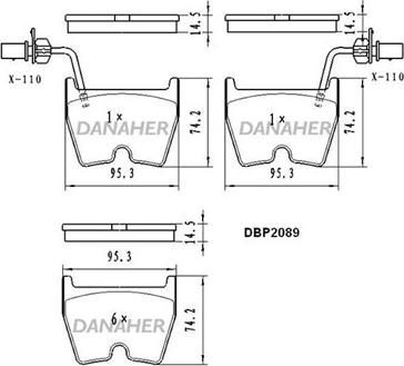 Danaher DBP2089 - Kit pastiglie freno, Freno a disco autozon.pro