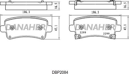 Danaher DBP2084 - Kit pastiglie freno, Freno a disco autozon.pro