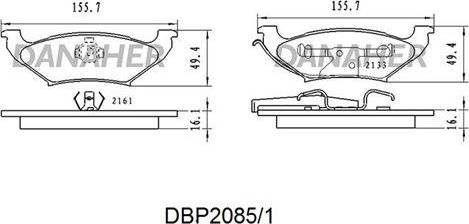 Danaher DBP2085/1 - Kit pastiglie freno, Freno a disco autozon.pro