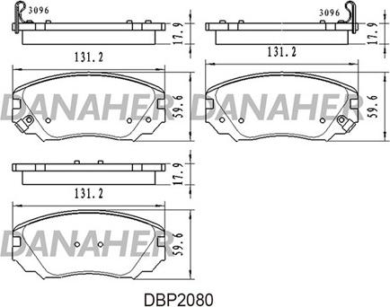 Danaher DBP2080 - Kit pastiglie freno, Freno a disco autozon.pro