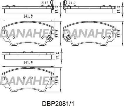 Danaher DBP2081/1 - Kit pastiglie freno, Freno a disco autozon.pro