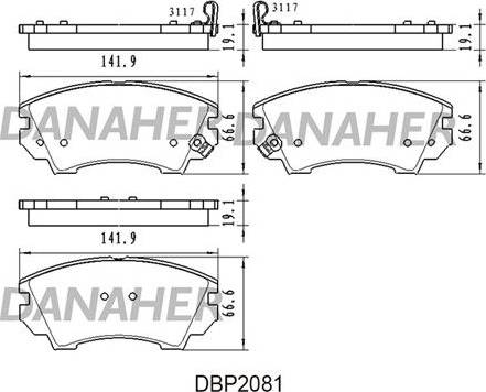 Danaher DBP2081 - Kit pastiglie freno, Freno a disco autozon.pro