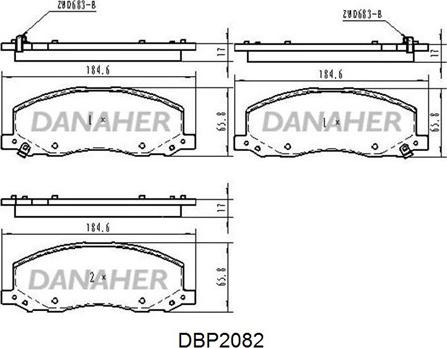 Danaher DBP2082 - Kit pastiglie freno, Freno a disco autozon.pro