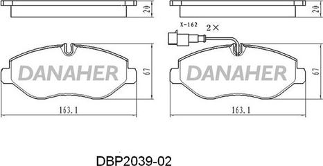 Danaher DBP2039-02 - Kit pastiglie freno, Freno a disco autozon.pro