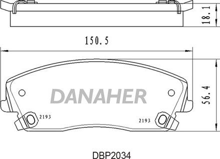 Danaher DBP2034 - Kit pastiglie freno, Freno a disco autozon.pro