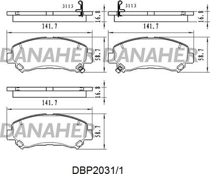 Danaher DBP2031/1 - Kit pastiglie freno, Freno a disco autozon.pro