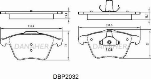 Danaher DBP2032 - Kit pastiglie freno, Freno a disco autozon.pro