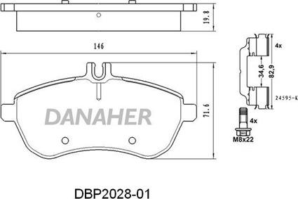 Danaher DBP2028-01 - Kit pastiglie freno, Freno a disco autozon.pro