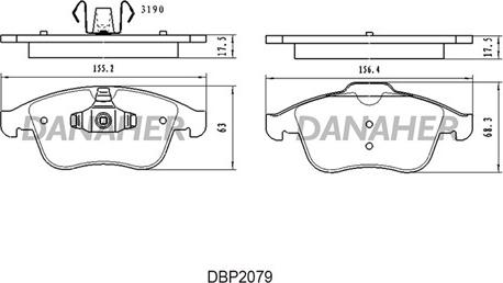 Danaher DBP2079 - Kit pastiglie freno, Freno a disco autozon.pro