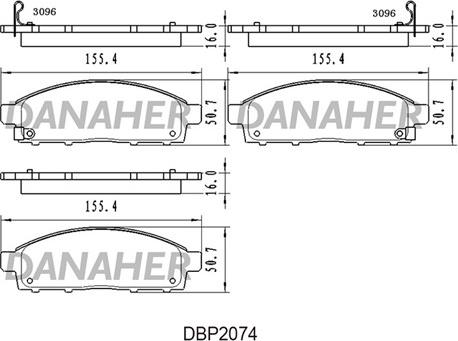 Danaher DBP2074 - Kit pastiglie freno, Freno a disco autozon.pro