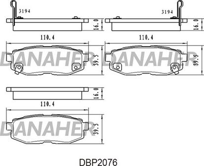 Danaher DBP2076 - Kit pastiglie freno, Freno a disco autozon.pro