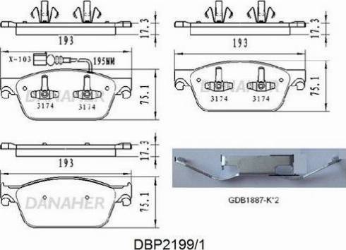 Danaher DBP2199/1 - Kit pastiglie freno, Freno a disco autozon.pro