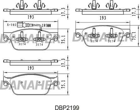 Danaher DBP2199 - Kit pastiglie freno, Freno a disco autozon.pro