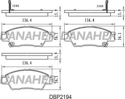 Danaher DBP2194 - Kit pastiglie freno, Freno a disco autozon.pro