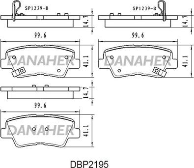 Danaher DBP2195 - Kit pastiglie freno, Freno a disco autozon.pro