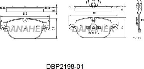 Danaher DBP2198-01 - Kit pastiglie freno, Freno a disco autozon.pro