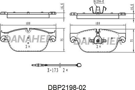 Danaher DBP2198-02 - Kit pastiglie freno, Freno a disco autozon.pro