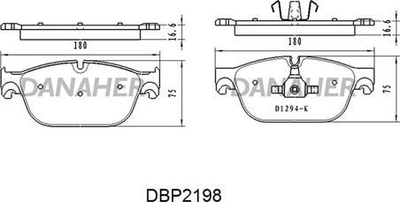 Danaher DBP2198 - Kit pastiglie freno, Freno a disco autozon.pro