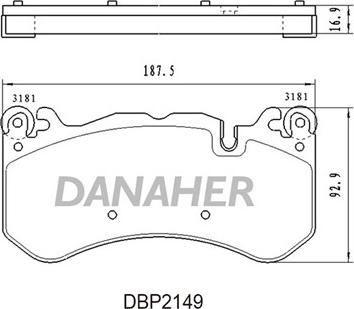 Danaher DBP2149 - Kit pastiglie freno, Freno a disco autozon.pro