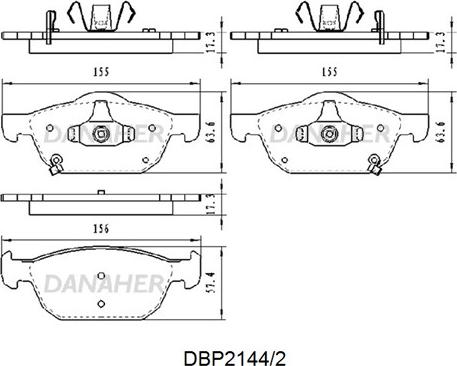 Danaher DBP2144/2 - Kit pastiglie freno, Freno a disco autozon.pro