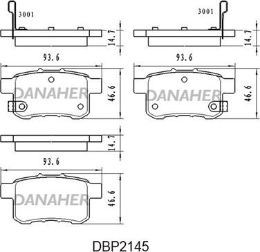 Danaher DBP2145 - Kit pastiglie freno, Freno a disco autozon.pro