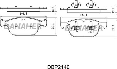 Danaher DBP2140 - Kit pastiglie freno, Freno a disco autozon.pro