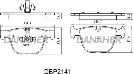 Danaher DBP2141 - Kit pastiglie freno, Freno a disco autozon.pro