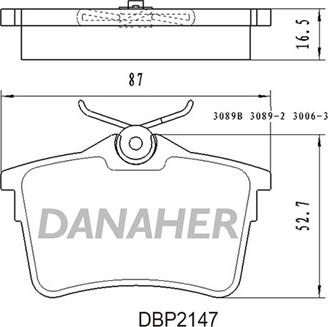 Danaher DBP2147 - Kit pastiglie freno, Freno a disco autozon.pro