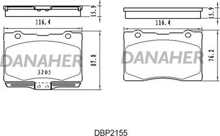 Danaher DBP2155 - Kit pastiglie freno, Freno a disco autozon.pro