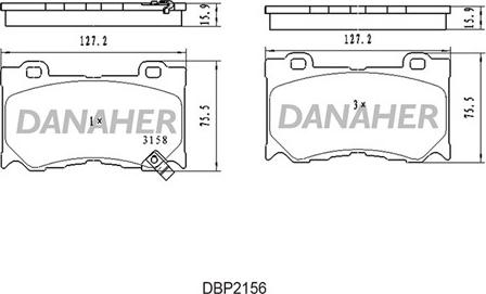 Danaher DBP2156 - Kit pastiglie freno, Freno a disco autozon.pro