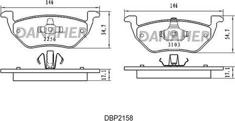 Danaher DBP2158 - Kit pastiglie freno, Freno a disco autozon.pro