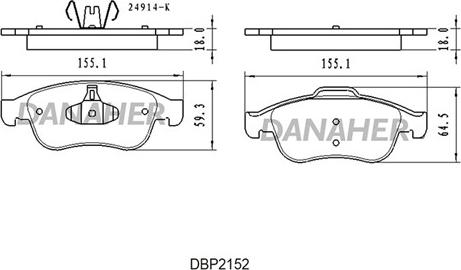 Danaher DBP2152 - Kit pastiglie freno, Freno a disco autozon.pro